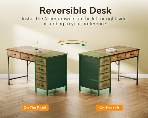 Computer Desk with 6 Drawers, 40 Inch Small Desk with Storage L2851