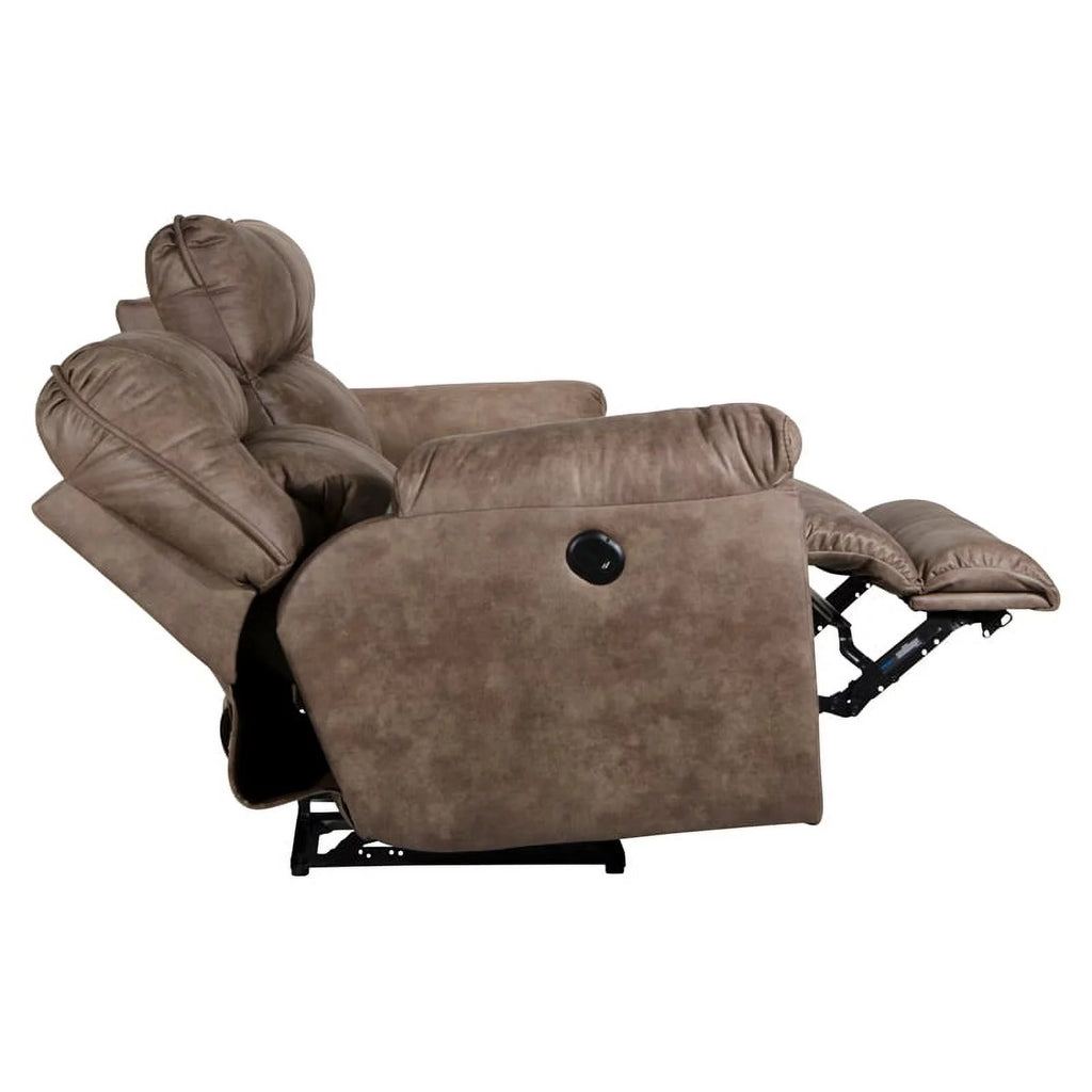 Power Reclining Sofa in Brown Polyester Fabric E4367