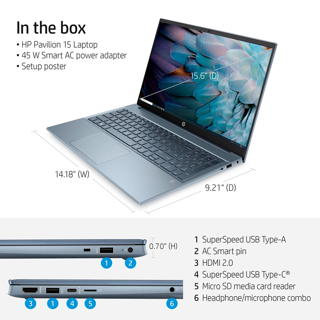15.6" FHD Laptop, AMD Ryzen 5, 16GB RAM, 512GB SSD, Windows 11 K463