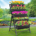 Homdox 5-Tier Elevated Garden Bed- Freestanding Vertical Raised Bed for Gardening with 5 Garden Planter Boxes- Perfect to Grow Vegetables Herbs Flowers Indoor(Black)