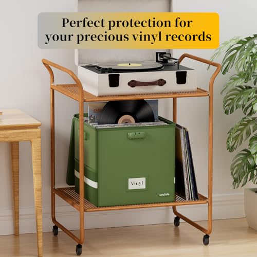 Vinyl Record Storage Box with Lock, Fireproof & Water Resistant, Holds 100+ 12-Inch Records H505