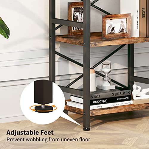 3 Tier Industrial Bookcase, Rustic Etagere Bookshelf for Living Room U5786