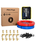 EFIELD 1/2 Inch 2 x100 ft Pex-b Pipe/Tubing(200 Ft), For Potable Water, Cold Hot Water, Brass Fitting, Crimping Clamp Tool, Cinch Clamps, Cutter Combo Kit (All in One)