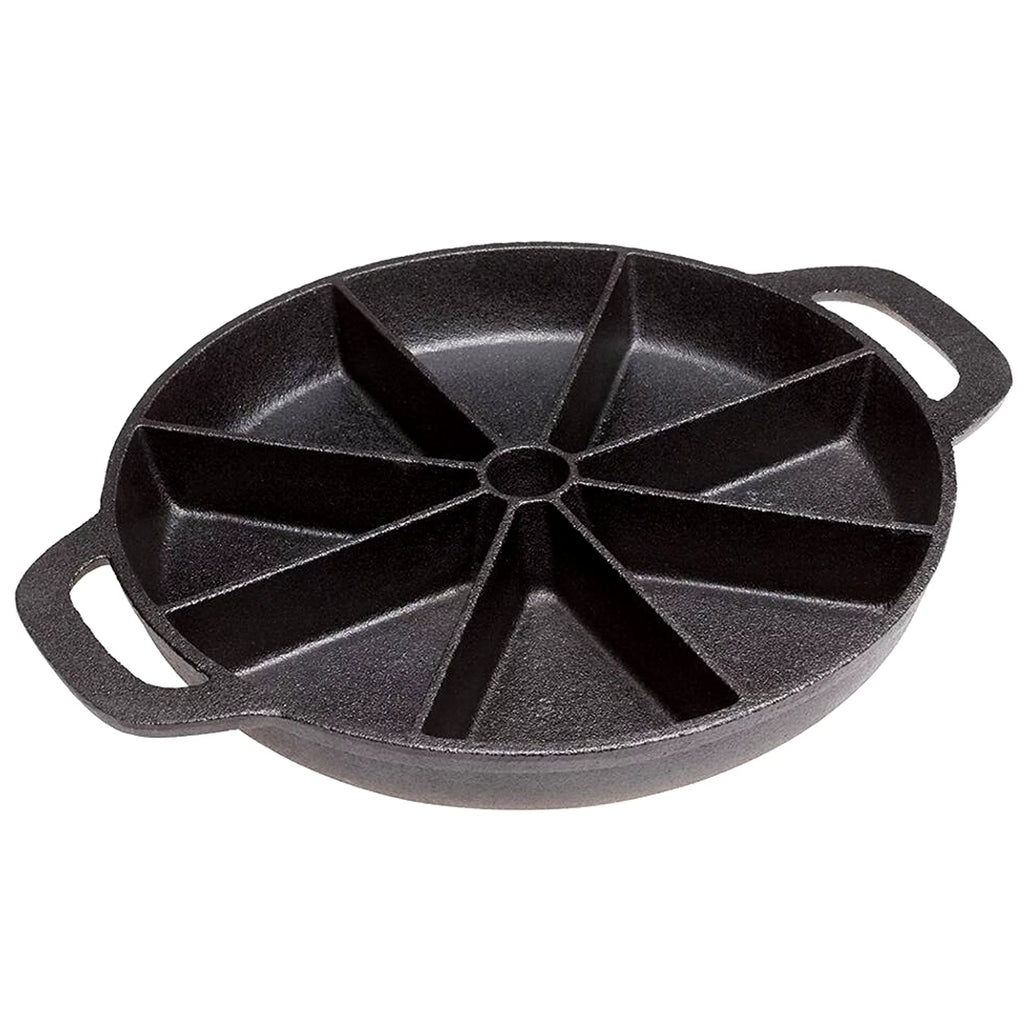 Bruntmor Premium Cast Iron 8-Edges Biscuit & Muffin Pan with Handle - Non-Stick Round Skillet for Scones, Cornbread, Cupcakes, and Brownies - Perfect for Christmas Eve - Black