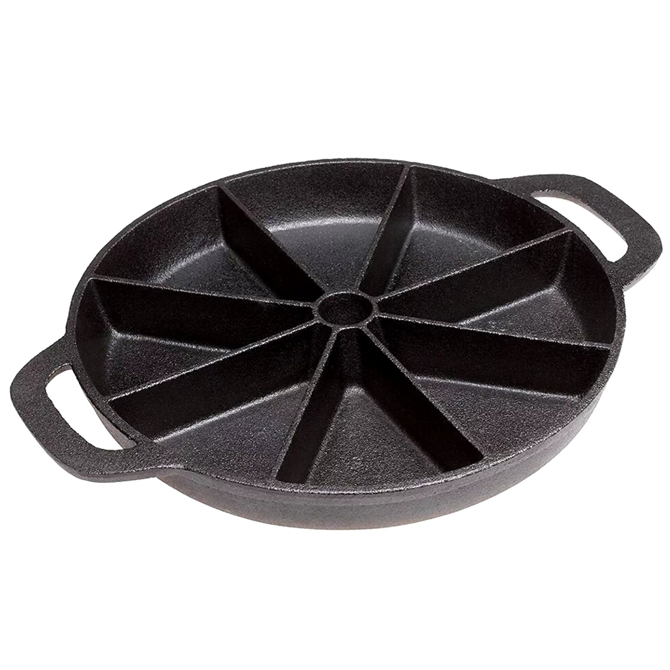 Bruntmor Premium Cast Iron 8-Edges Biscuit & Muffin Pan with Handle - Non-Stick Round Skillet for Scones, Cornbread, Cupcakes, and Brownies - Perfect for Christmas Eve - Black
