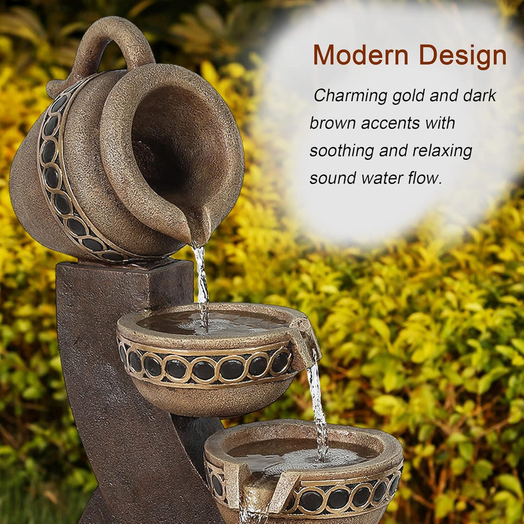 Outdoor Water Fountain, 5 Tiered Cascading Pitchers for Patio and Garden P44741