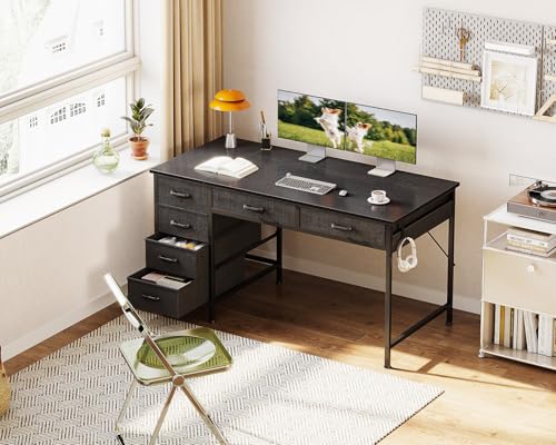 Computer Desk with 6 Drawers, 40 Inch Small Desk with Storage L2851