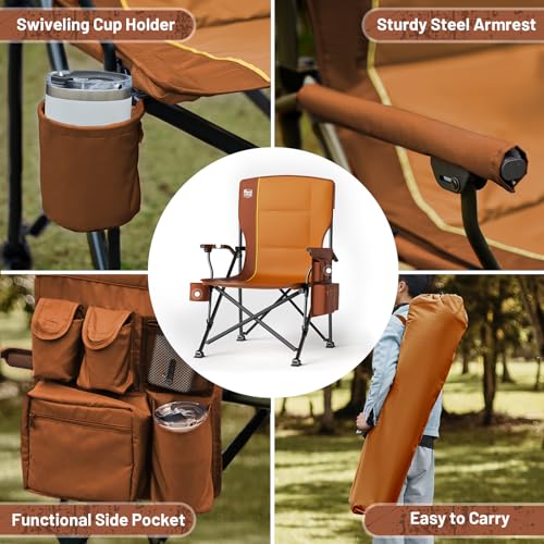 Oversized Folding Camping Chair High Back Heavy Duty for Adults with Cup Holder K6105