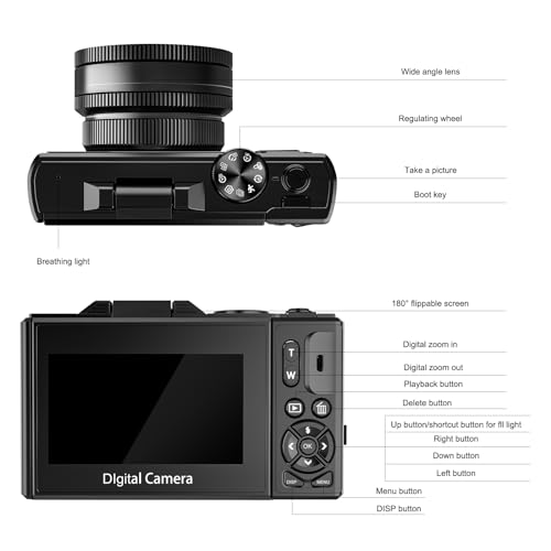 4K Digital Camera for Photography, WiFi Autofocus 64MP Vlogging Camera with Flip Screen A727