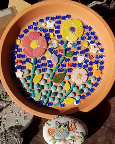 Iridescent Flower Ceramic Mosaic Tiles for DIY Crafts, 3 Sizes I246