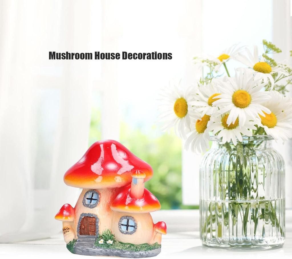 Mushroom House Sculpture Resin Fairy Garden Decor L426
