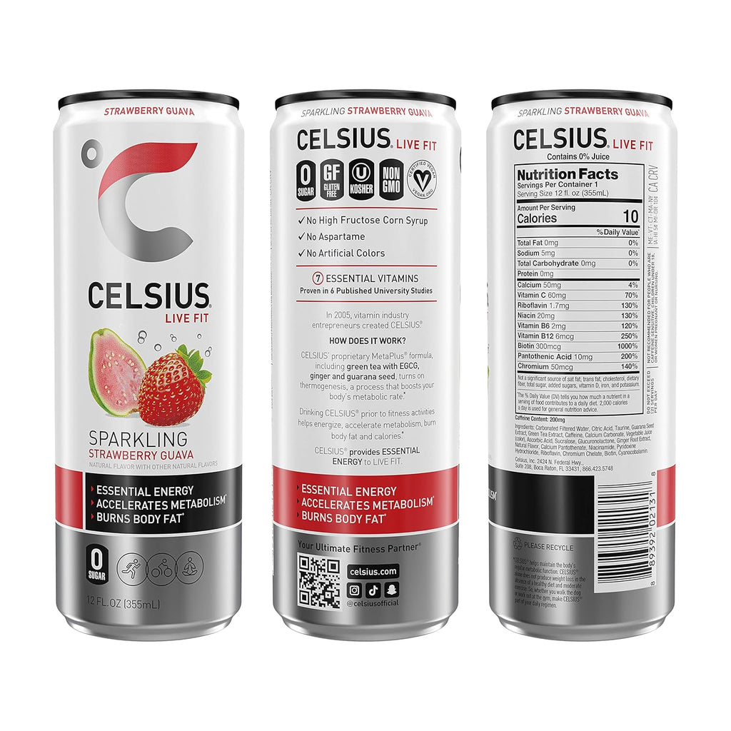 Sparkling Strawberry Guava Energy Drink, 12 Fl Oz (Pack of 24) E533007