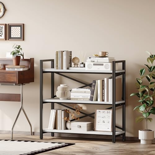 3 Tier Industrial Bookcase, Rustic Etagere Bookshelf for Living Room U5786