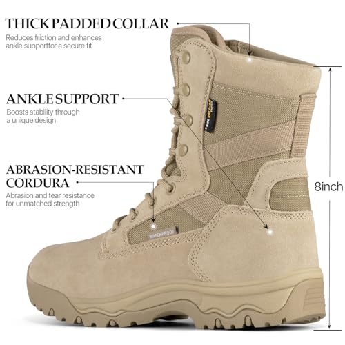 Men's Tactical Boots 8 Inches Lightweight Suede Leather Military Work Boot J951812