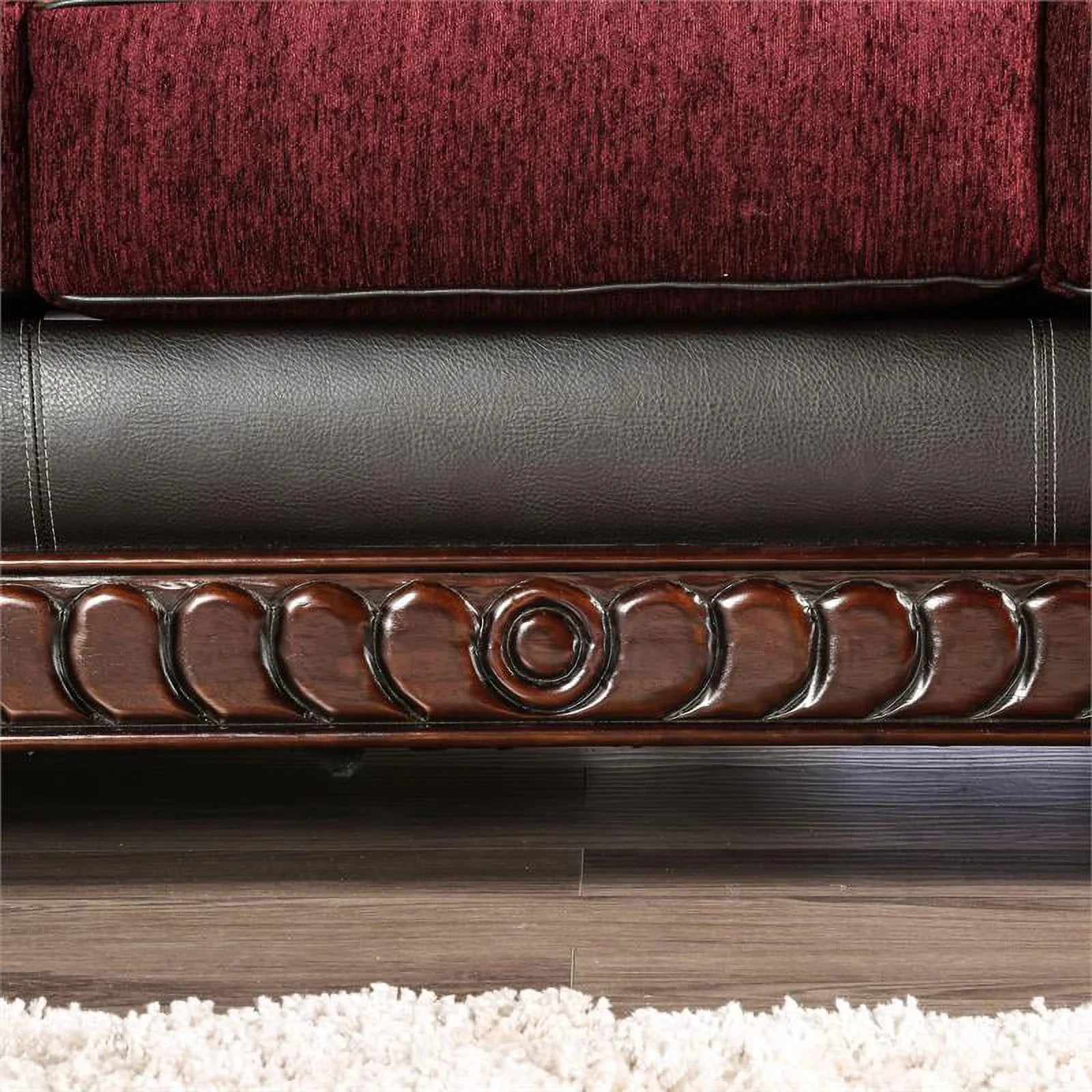 Faux Leather 2-Piece Sofa Set in Burgundy Red L49869