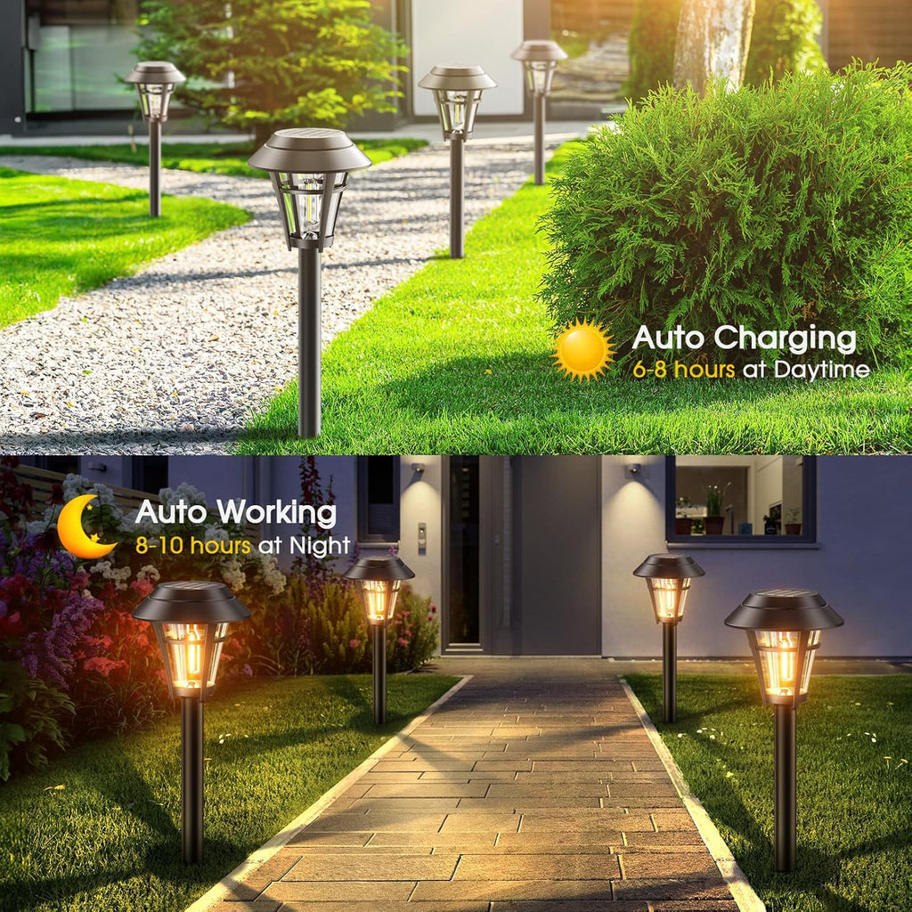 Solar Pathway Lights Outdoor, 10 Pack, Waterproof, Auto On/Off C50421