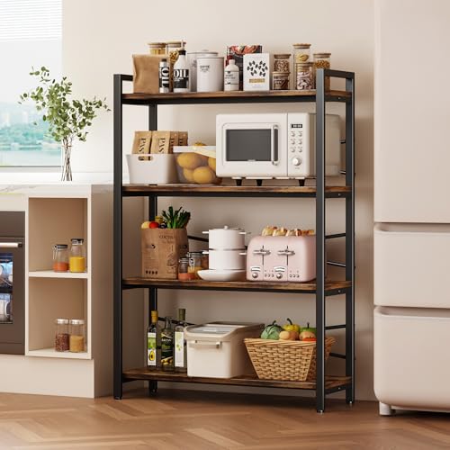 3 Tier Industrial Bookcase, Rustic Etagere Bookshelf for Living Room U5786