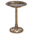 Nova Microdermabrasion 28 Inch Height Pedestal Bird Bath - Antique Green Resin Birdbath for Vintage Decoration in Outdoor Garden Courtyard