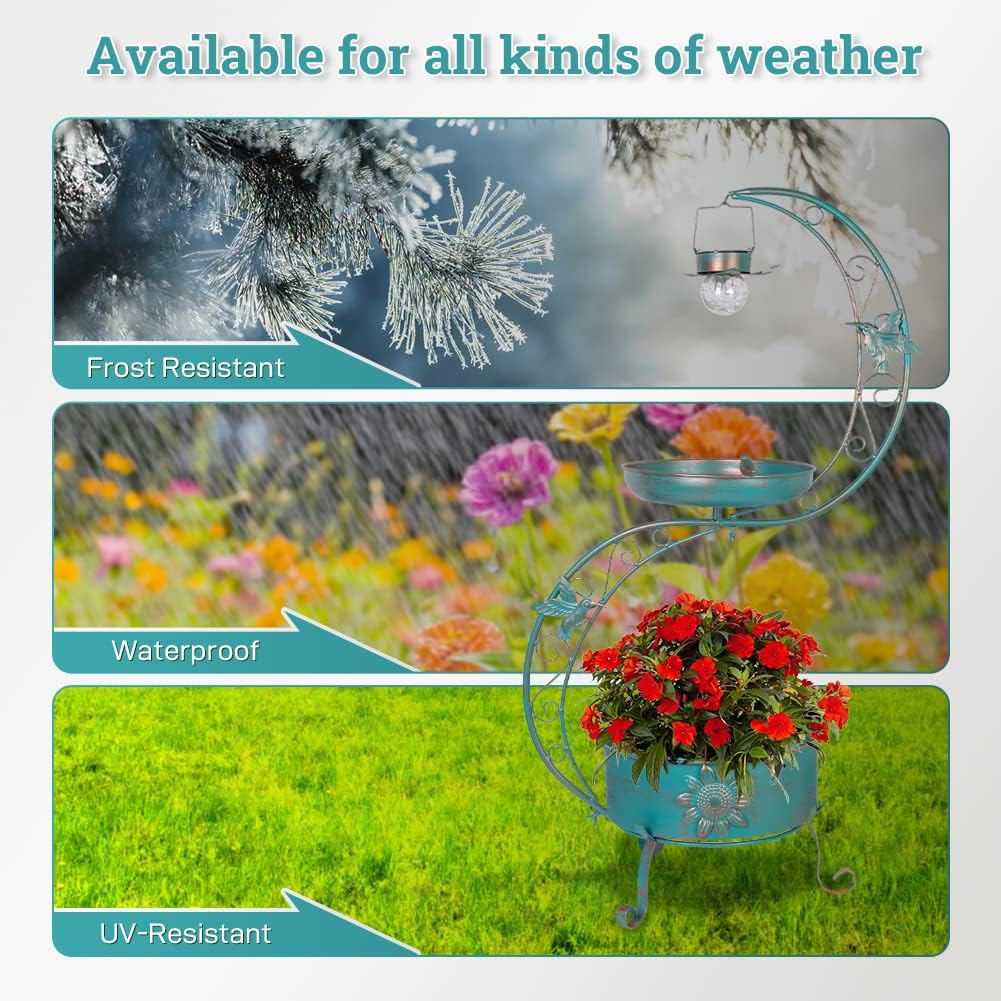 36" Bird Bath with Flower Planter Pedestal for Outdoors Garden Patio M863196