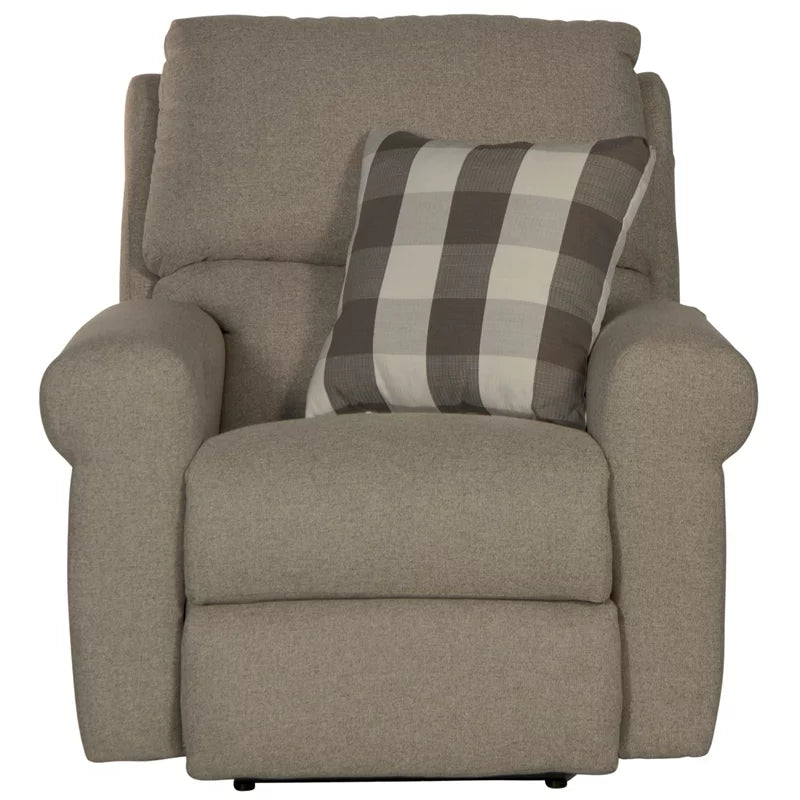 Gray Polyester Fabric Glider Recliner with Accent Pillow E853