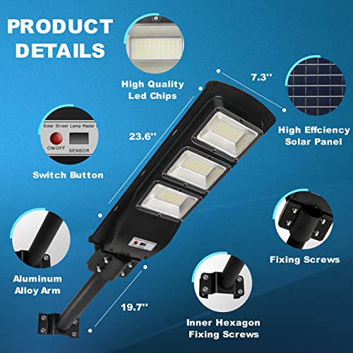Solar Street Lights Outdoor, 180LEDs, Motion Sensor, IP65 Waterproof N160