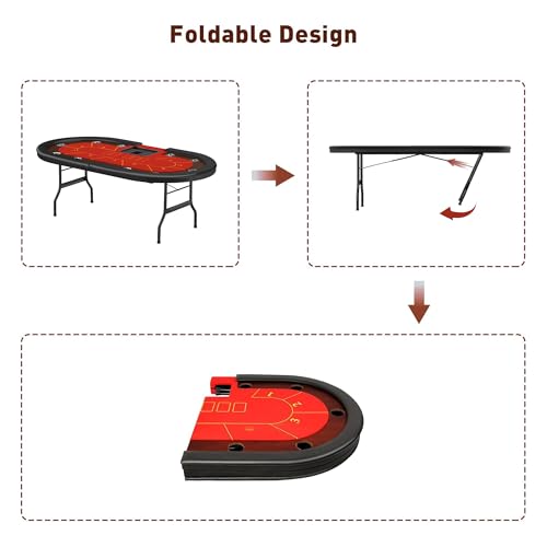 Foldable Blackjack Poker Table with Cup Holders G3690