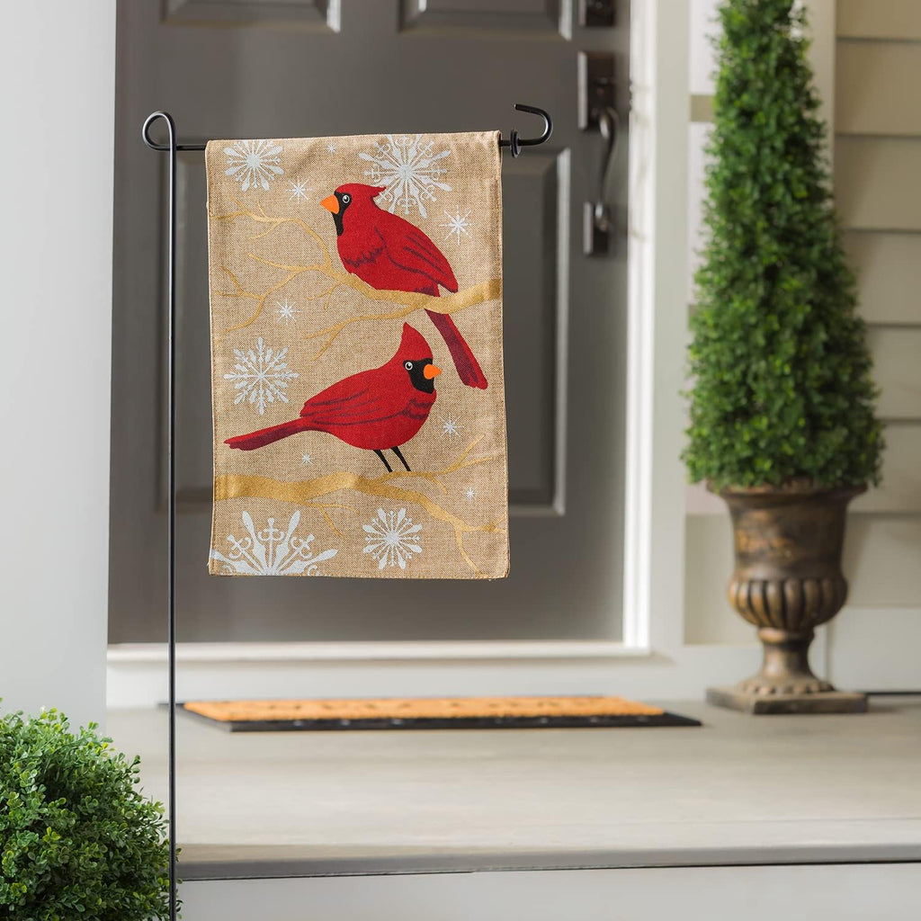 Burlap Feathers and Snow Garden Flag, 12.5 x 18 inches B6034