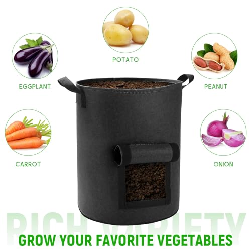 10 Gallon Potato Grow Bags with Flap and Handles, Heavy Duty Fabric Pots B207110