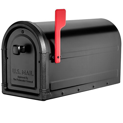 Galvanized Steel Post Mount Mailbox, Black, Large Capacity D524