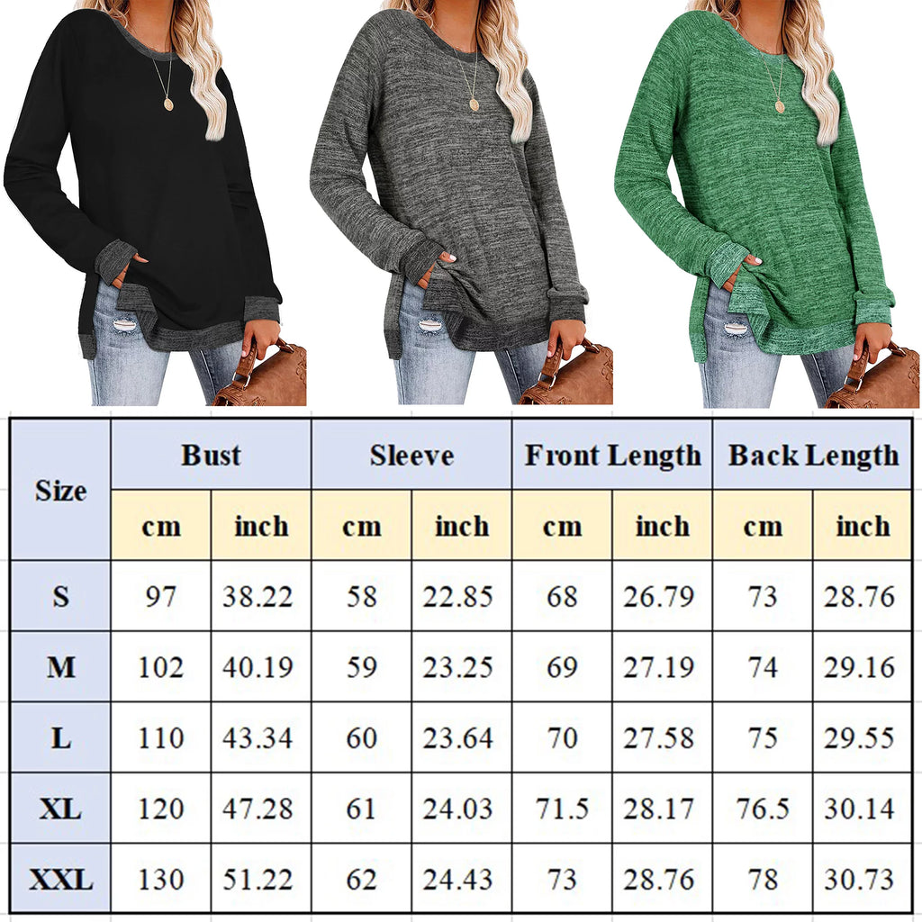 Women's Long Sleeve Color Block Tunic Top I4312