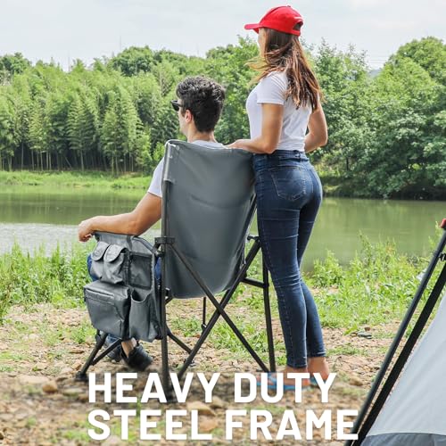 Oversized Folding Camping Chair High Back Heavy Duty for Adults with Cup Holder K6105