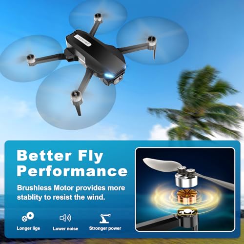 Foldable 2K HD FPV Drone with Brushless Motor for Kids and Beginners T556811