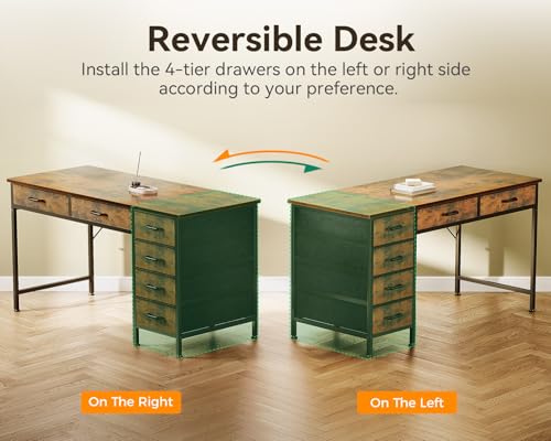 Computer Desk with 6 Drawers, 40 Inch Small Desk with Storage L2851