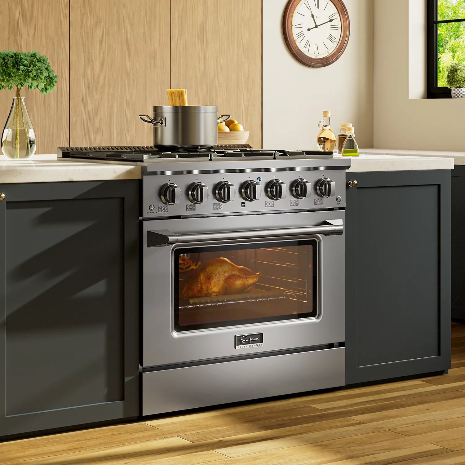 36 in. 5.2 cu. ft. Slide-In Single Oven Gas Range with 6 Sealed Burners, Stainless Steel K6199