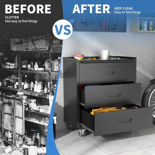 Rolling Tool Storage Cabinet with 4 Drawer and Locking Door U282375