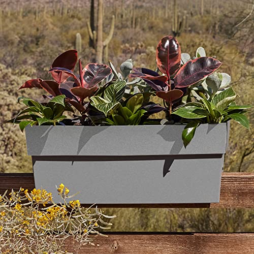 Deck Rail Rectangle Planter, 24 Inch, Matte White, Indoor Outdoor B82697