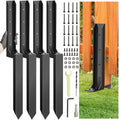 4 Pcs Fence Post Repair Kit,Heavy Duty Fence Post Anchor Kit, Fence Post Repair Stakes for Repair Tilted, Broken Wood Fence Post