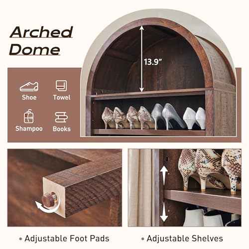 Arched Bookshelf, 7-Tier Bookcase with Adjustable Shelves A456