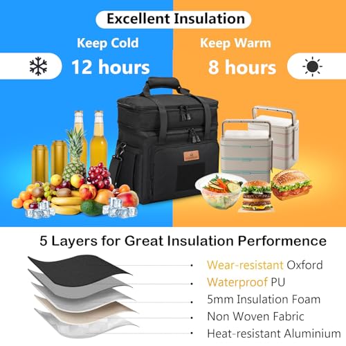 Tactical Expandable Insulated Lunch Bag, Waterproof Cooler for Work and Outdoor, 15L K52184