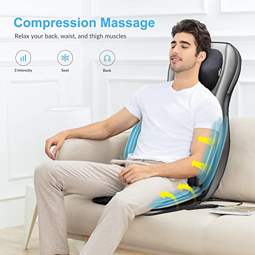 Shiatsu Neck Back Massager with Heat, 3D Kneading Massage Chair Pad, Adjustable Neck Massage, Seat Massager for Full Body Relaxation, Dark Gray D921543