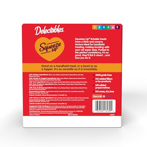 Handheld Lickable Treats for Cats, Chicken and Tuna Salmon, 54 Count A909