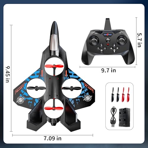 Foam Remote Control Airplane for Kids, 2.4 GHz with Lights and Stunt Roll M221