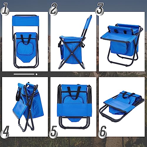 Folding Fishing Chair with Cooler Bag, Portable Backrest, Supports 220 Lbs B258