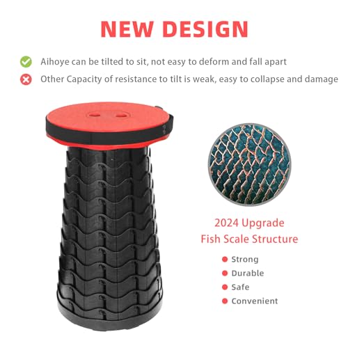 Portable Collapsible Telescoping Stool Lightweight Retractable Folding Stool for Camping Fishing Hiking Travel BBQ J58996