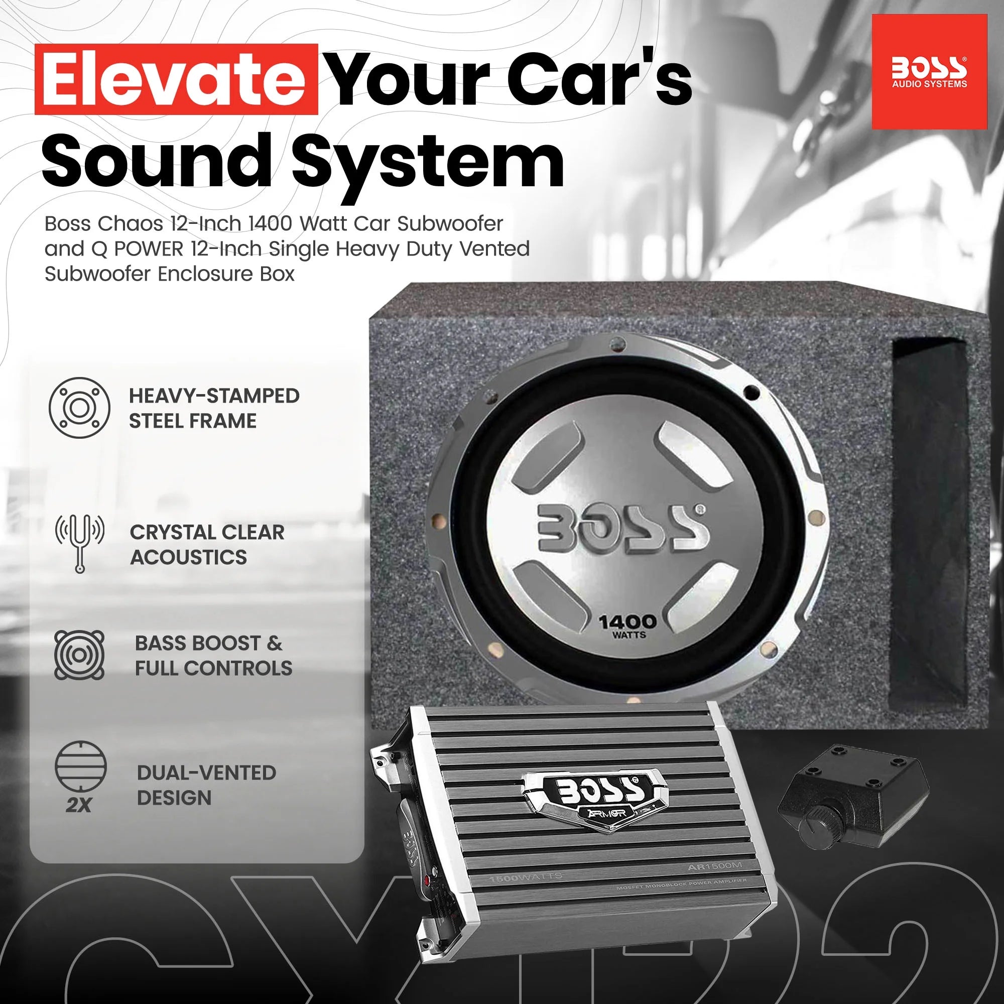 12" 1400W Subwoofer with Amplifier and Enclosure C330