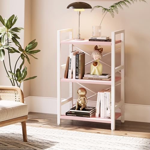 3 Tier Industrial Bookcase, Rustic Etagere Bookshelf for Living Room U5786