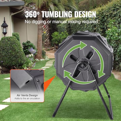Dual Chamber Composting Tumbler with Steel Frame, 43 Gal D4253