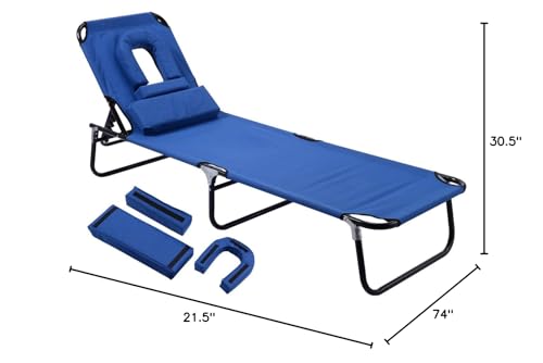 Folding Chaise Lounge Chair, Blue A749689