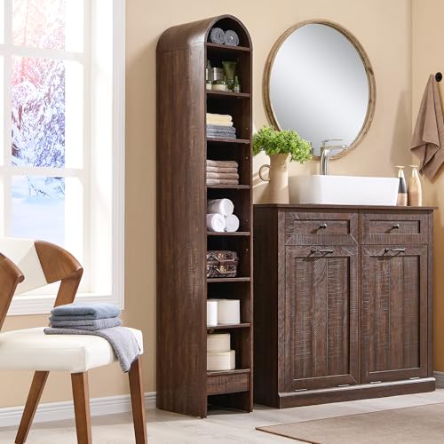 Arched Bookshelf, 7-Tier Bookcase with Adjustable Shelves A456