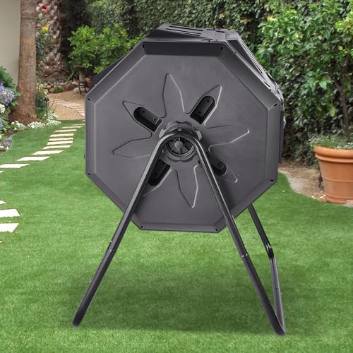 Dual Chamber Composting Tumbler with Steel Frame, 43 Gal D4253